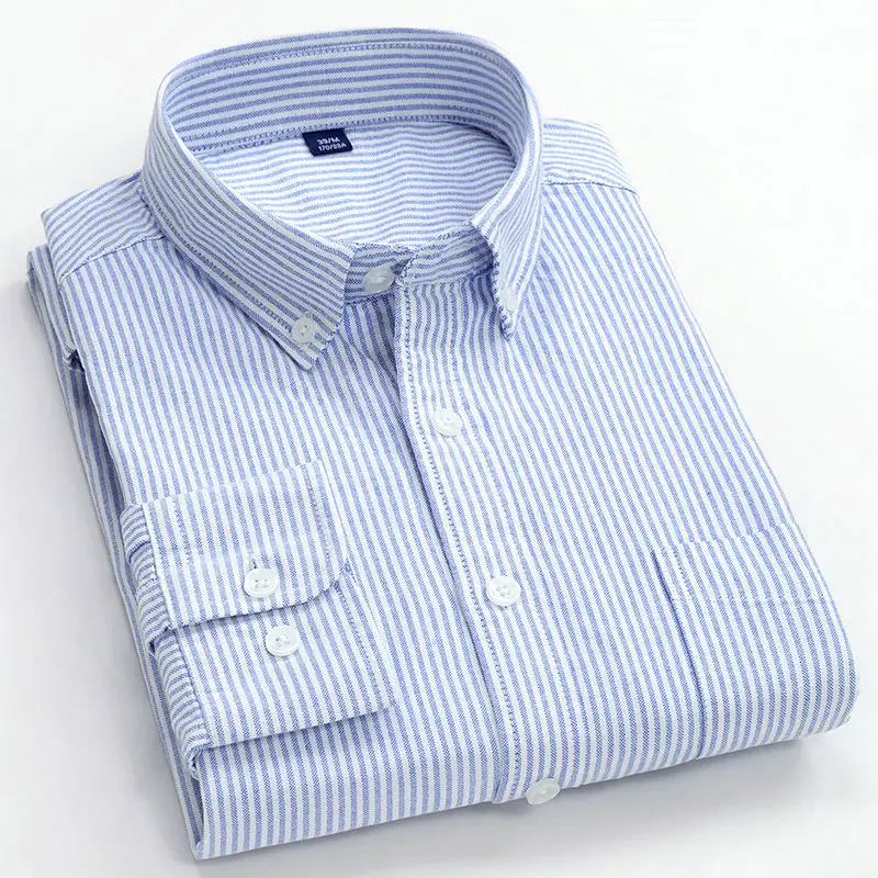 Devon | Modern Striped Cotton Shirt Light Blue