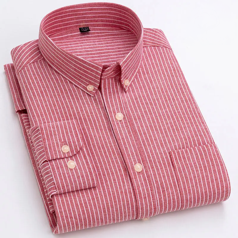 Devon | Modern Striped Cotton Shirt Red