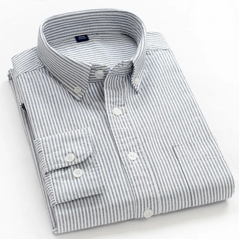 Devon | Modern Striped Cotton Shirt Light Gray