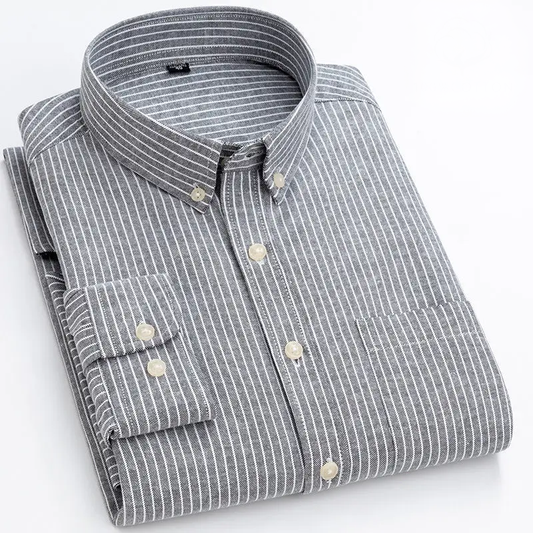 Devon | Modern Striped Cotton Shirt Gray