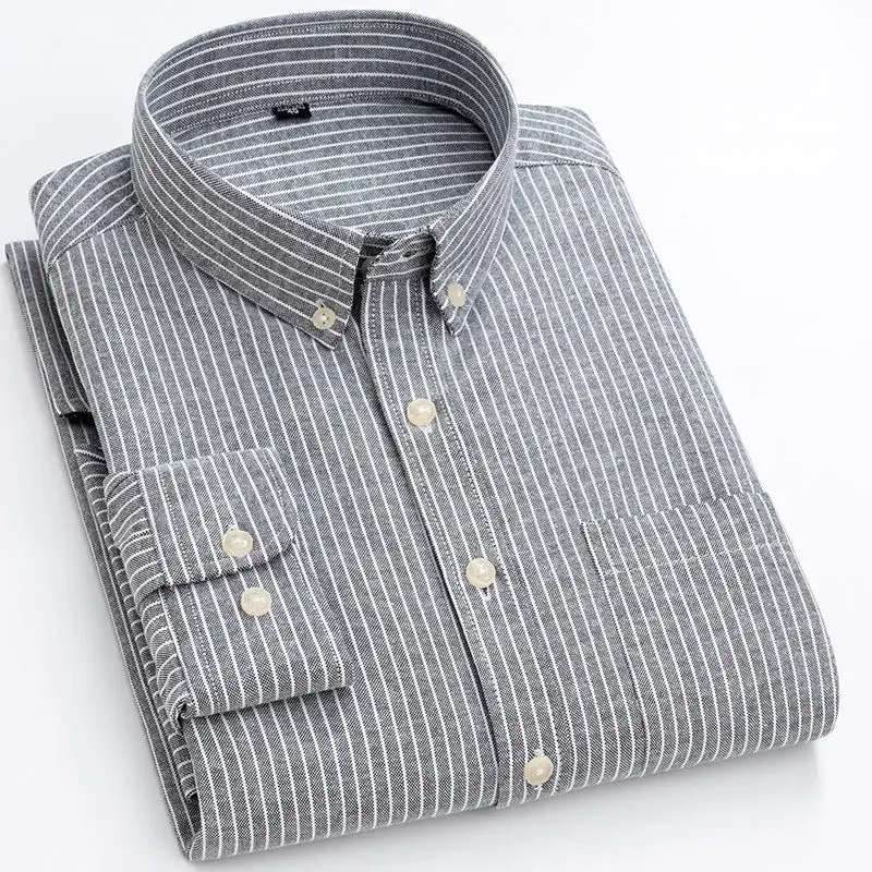 Devon | Modern Striped Cotton Shirt Gray