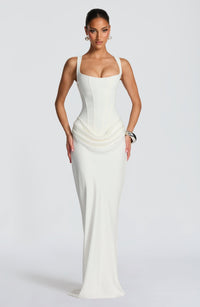 Suki Maxi Dress in ivory, front view