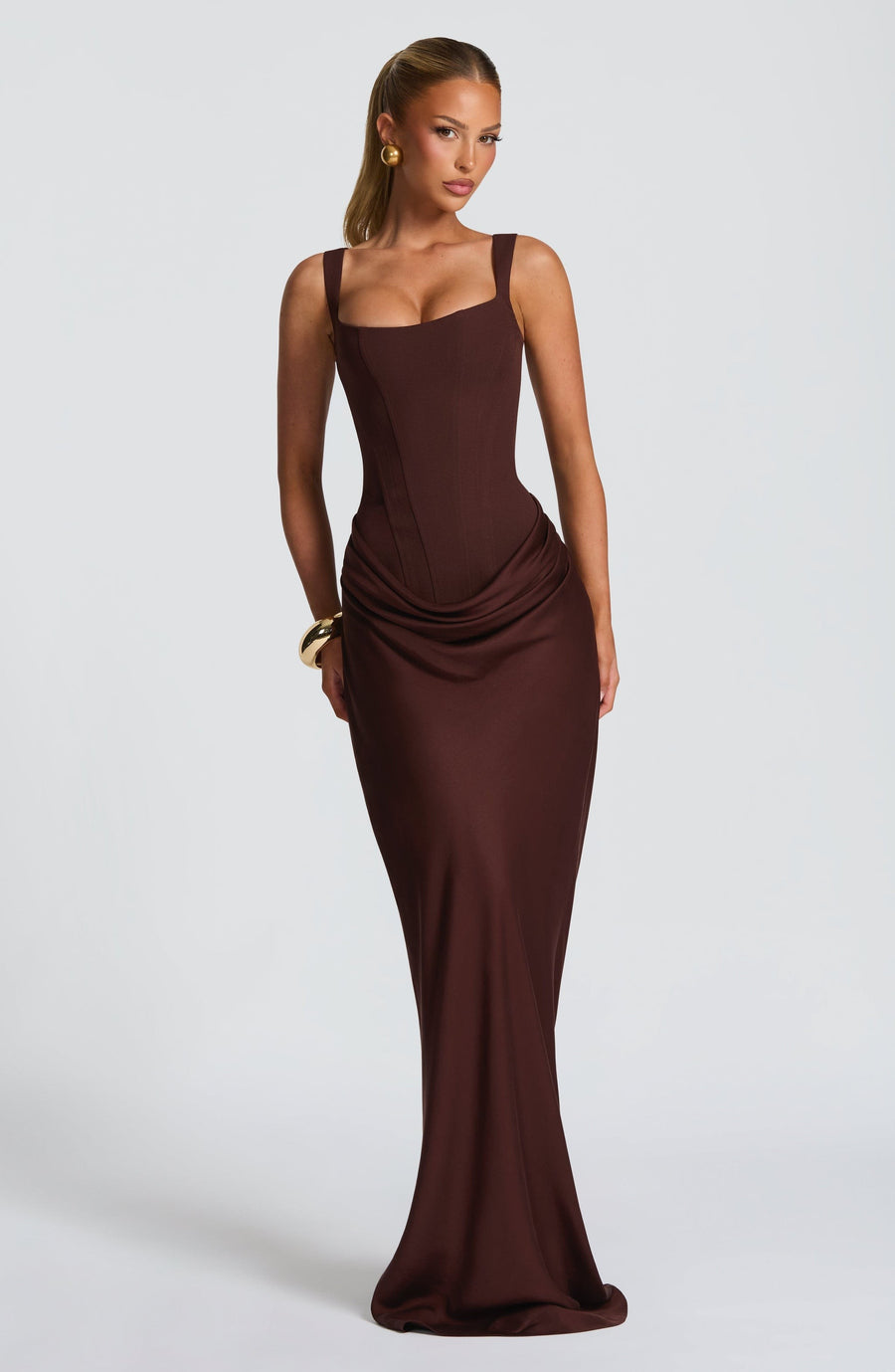 Suki Maxi Dress in plum brown
