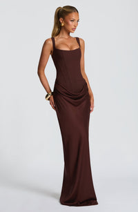 Suki Maxi Dress in plum brown