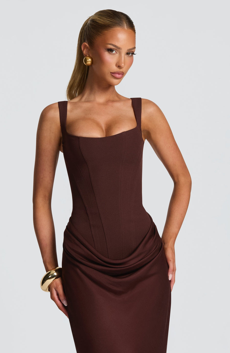 Suki Maxi Dress in plum brown