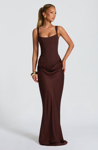 Suki Maxi Dress in plum brown