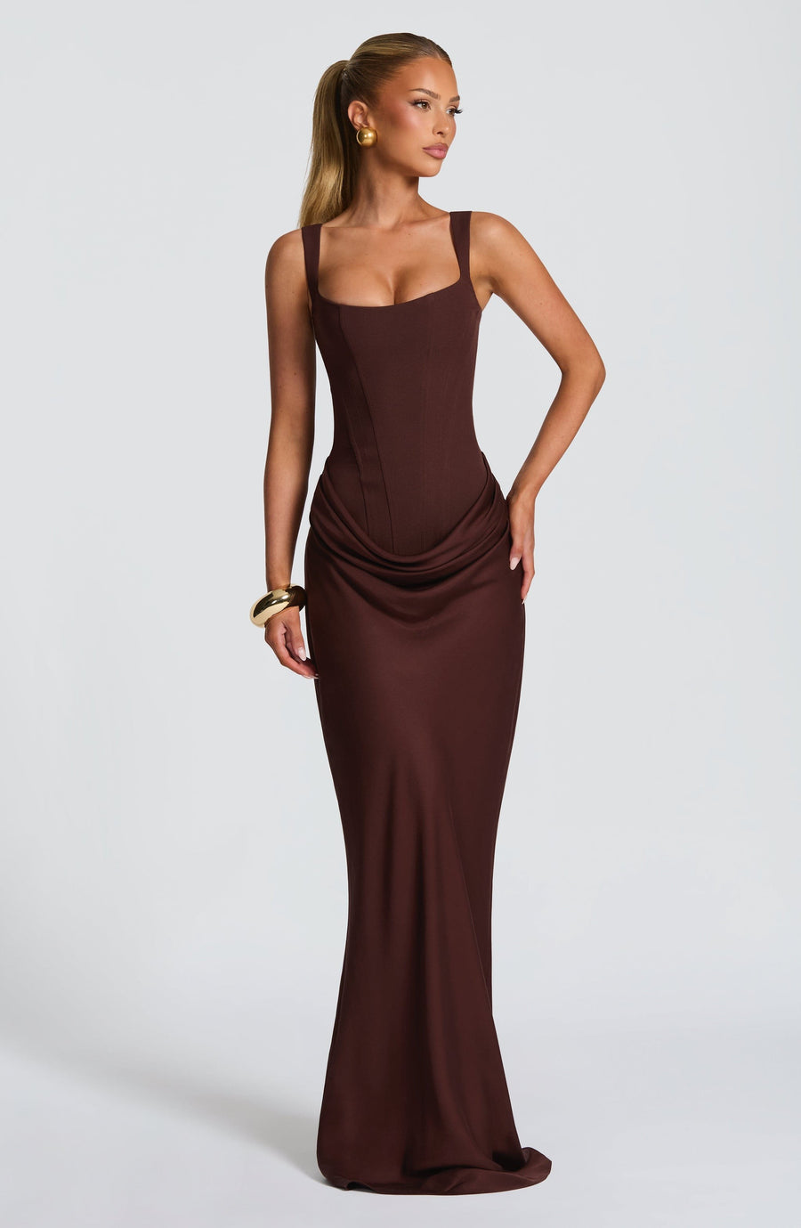 Suki Maxi Dress in plum brown