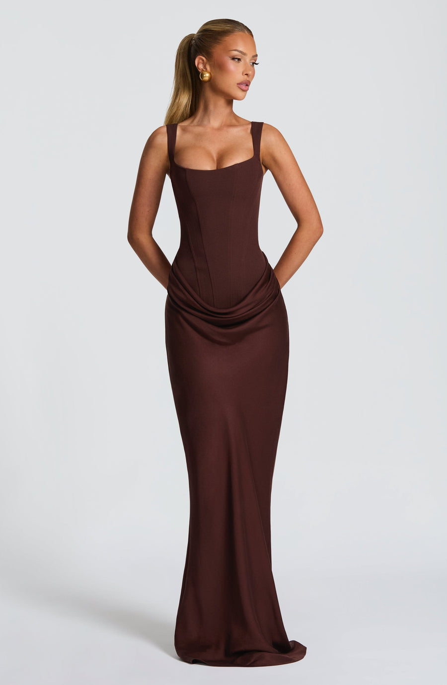 Suki Maxi Dress in plum brown