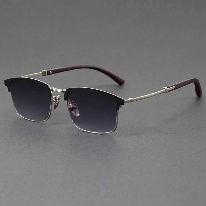 Luna | Sunglasses Half-Frame Polarized UV400 Browline Classic Silver