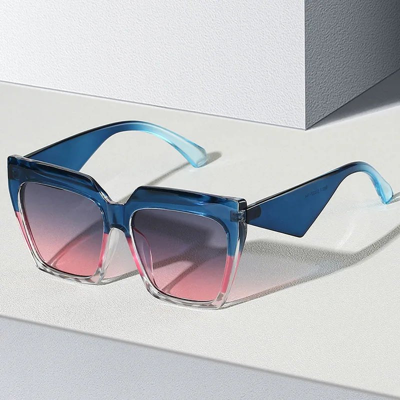 James | Sunglasses Oversized Square Frame UV400 Protection Retro Blue