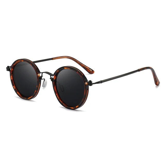 Grace | Sunglasses Polarized Round Frame Gold Metal Temples Gun Black