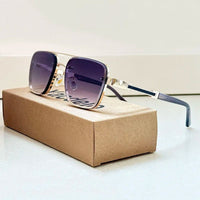 Layla | Sunglasses Retro Aviator Gold Titanium Frame Gradient Indigo