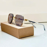 Layla | Sunglasses Retro Aviator Gold Titanium Frame Gradient Slate