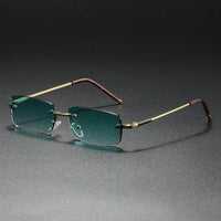 James | Sunglasses Rimless Rectangular Gold Gradient Tinted Green