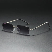 James | Sunglasses Rimless Rectangular Gold Gradient Tinted Slate Gray