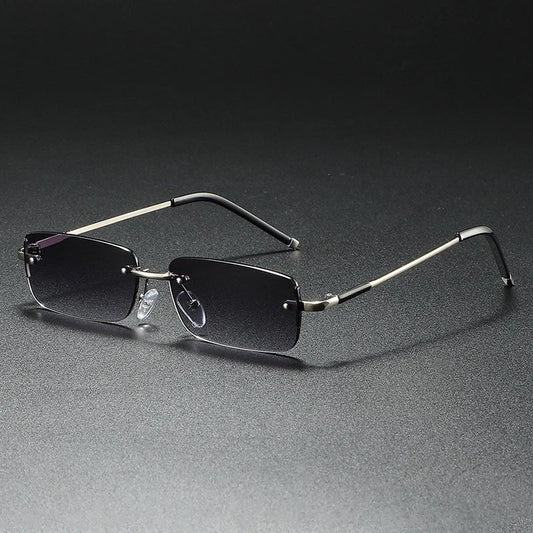James | Sunglasses Rimless Rectangular Gold Gradient Tinted Slate Gray