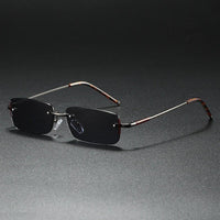 James | Sunglasses Rimless Rectangular Gold Gradient Tinted Gun Gray