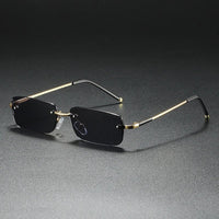 James | Sunglasses Rimless Rectangular Gold Gradient Tinted Golden Gray