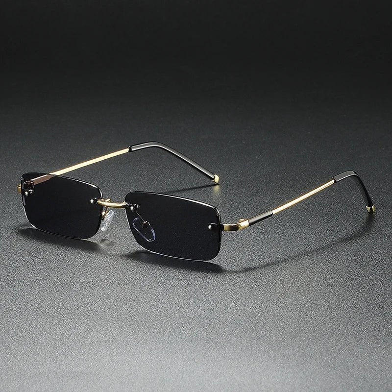 James | Sunglasses Rimless Rectangular Gold Gradient Tinted Golden Gray