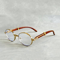 Daniel | Sunglasses Round Gold Frame Designer UV400 Protection Crystal Clear