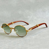 Daniel | Sunglasses Round Gold Frame Designer UV400 Protection Green Mastery