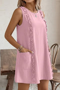 Sunny Day Charm Solid Ruffle Front Dress Blue Small