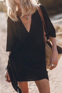 Sylara | Women's Wrap V-Neck Short Sleeve Mini Dress