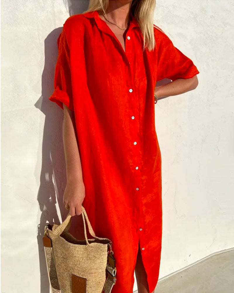 Sylvana | Women's Button-Up Midi Shirt Dress