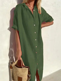 Sylvana | Women's Button-Up Midi Shirt Dress