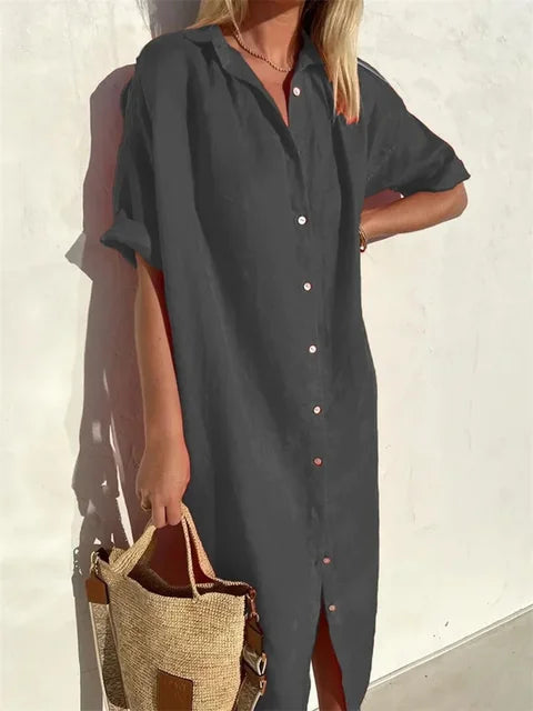 Sylvana | Women's Button-Up Midi Shirt Dress