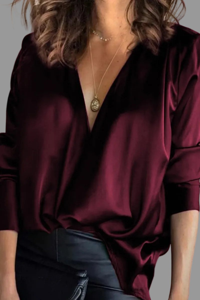 Sylvie | Women's Deep V-Neck Long Sleeve Blouse