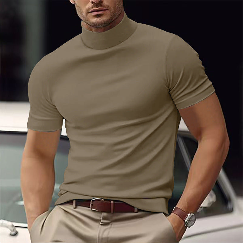 Sylvio | Men's Mock Neck Short Sleeve Slim Fit Shirt