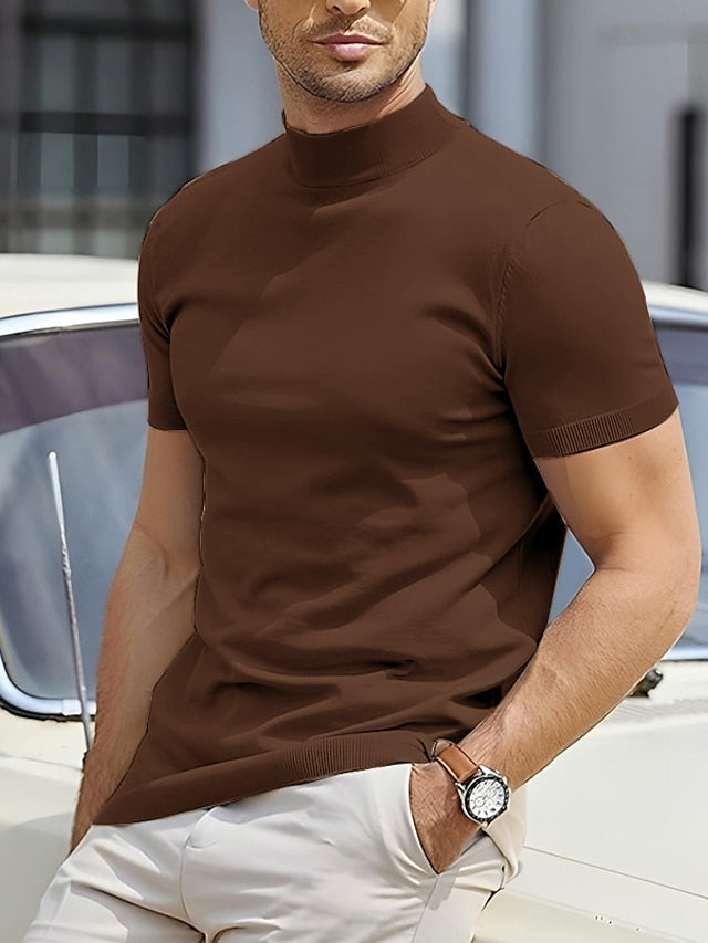 Sylvio | Men's Mock Neck Short Sleeve Slim Fit Shirt