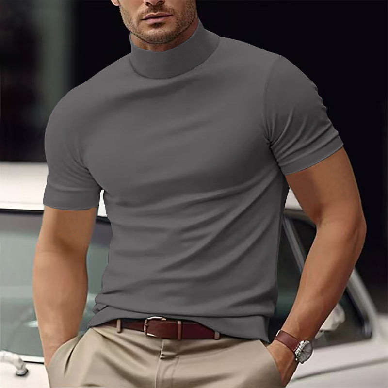 Sylvio | Men's Mock Neck Short Sleeve Slim Fit Shirt