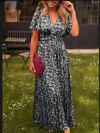 Tamsyn | Women's V-Neck Short Sleeve Floral Maxi Dress