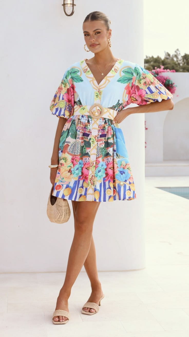 Tasha Mini Dress Positano Blue S Positano Blue