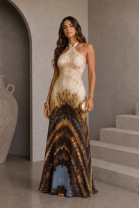 Taupe Ombre Print Maxi Dress