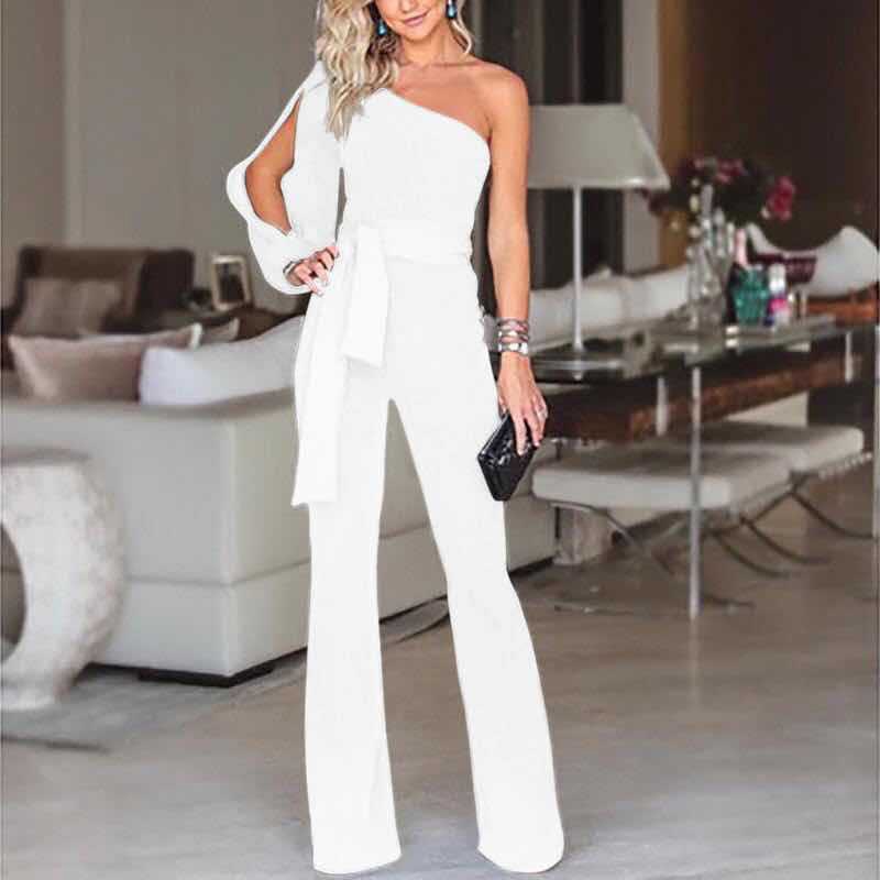 Tavita | Women's One Shoulder Wide Leg Belted Jumpsuit