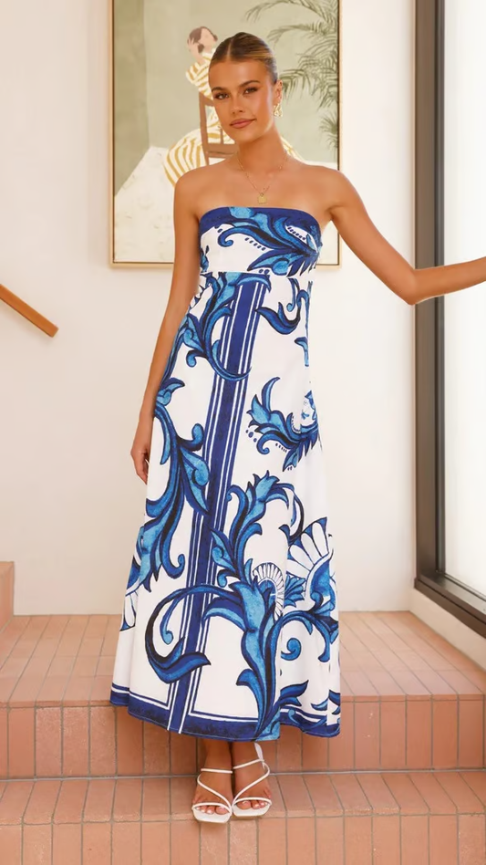Tempest | Women's Strapless Printed Maxi Dress