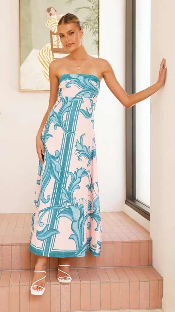 Tempest | Women's Strapless Printed Maxi Dress