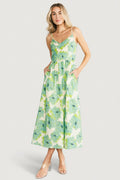 Tenerife Midi Dress Green Floral