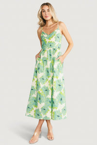 Tenerife Midi Dress Green Floral