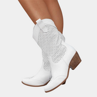 Tessa | Women's White Perforated Ankle Boots