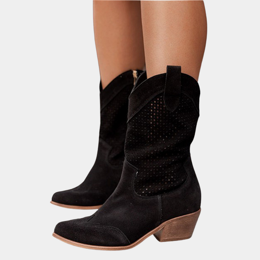 Tessa | Women's White Perforated Ankle Boots