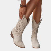 Tessa | Women's White Perforated Ankle Boots