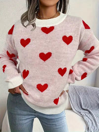 Thalassa | Women's Heart Print Long Sleeve Sweater