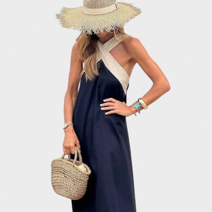 Thalia | Women's Cross Neck Sleeveless Maxi Dress