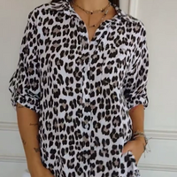Thalia | Women's Leopard Print Button Down Blouse
