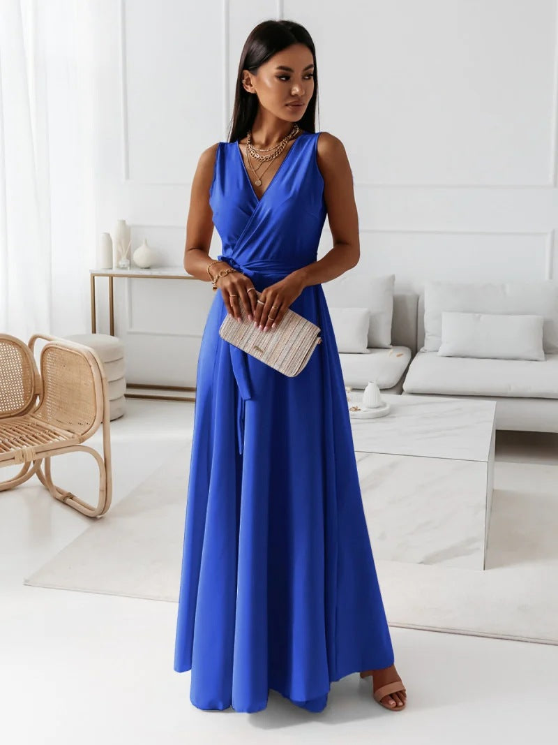 Thalia | Women's Sleeveless Wrap Maxi Dress