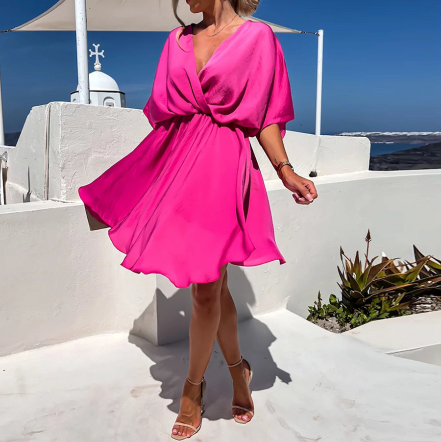 Thalia | Women's Twist Front Short Sleeve Mini Dress